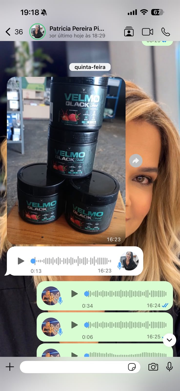 Print de depoimento de cliente no WhatsApp