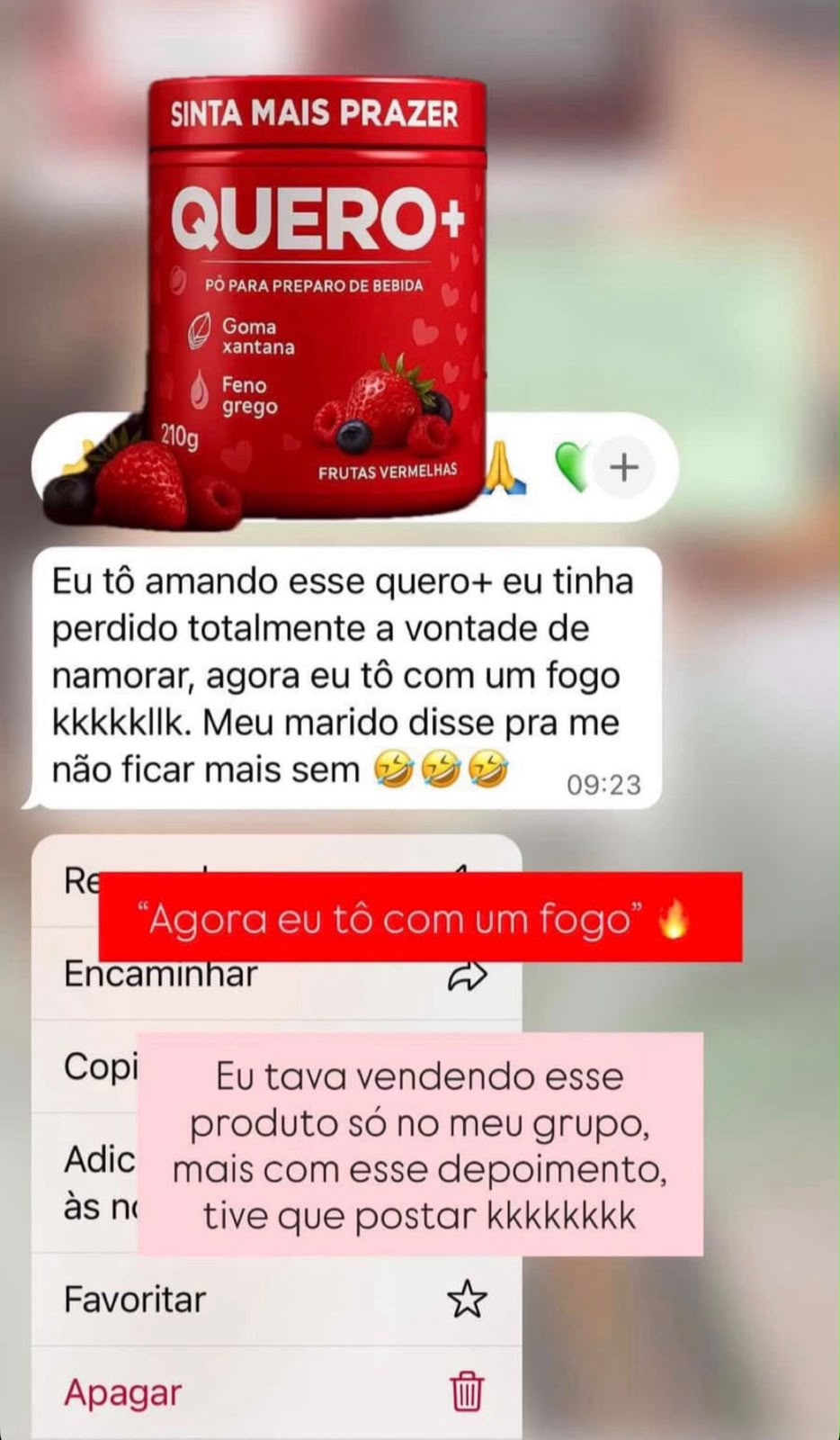 Cliente contando que recuperou a libido com o Quero +